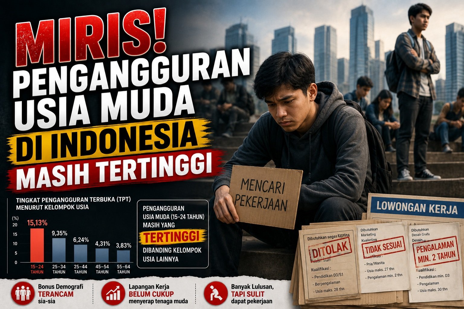 Miris! Pengangguran Usia Muda di Indonesia Masih Tertinggi